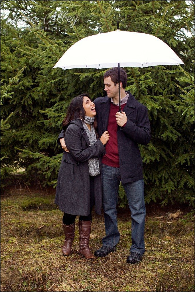 Cold Rainy Day-After-Christmas Engagement Photography Pine Valley Tree Farm Fields Towanda, PA