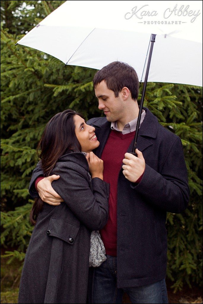 Cold Rainy Day-After-Christmas Engagement Photography Pine Valley Tree Farm Fields Towanda, PA