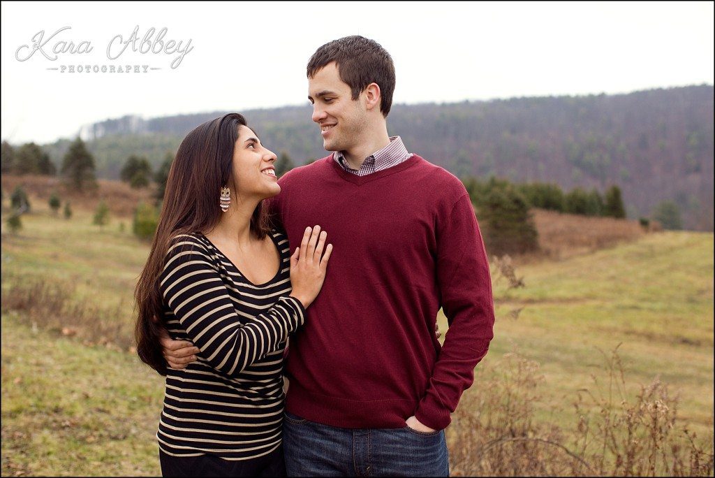 Cold Rainy Day-After-Christmas Engagement Photography Pine Valley Tree Farm Fields Towanda, PA
