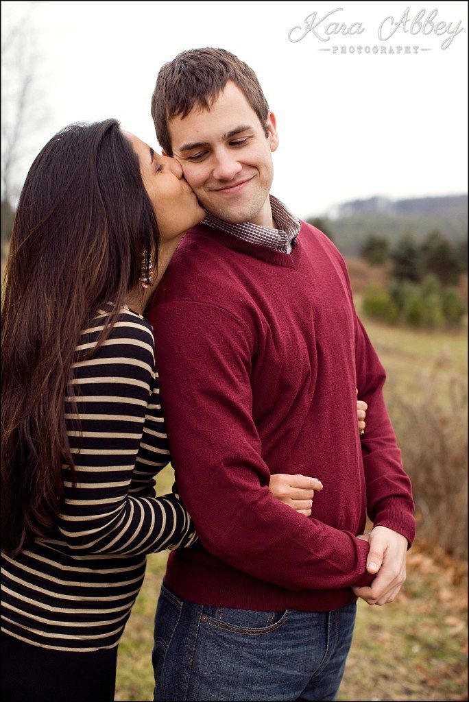 Cold Rainy Day-After-Christmas Engagement Photography Pine Valley Tree Farm Fields Towanda, PA