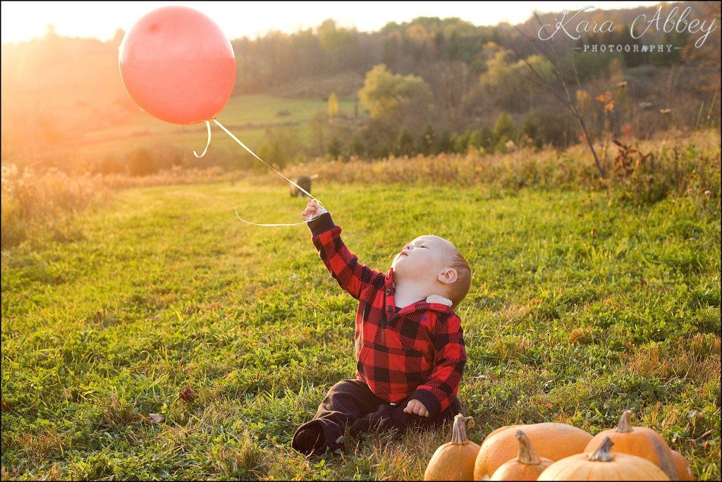 Fall Family Photography Rome, PA 1st Birthday Red Balloon