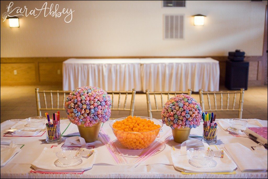 Seven Springs Mountain Resort Laurel Highlands Winter Wedding Photography Irwin, PA Reception Decor Kids Table