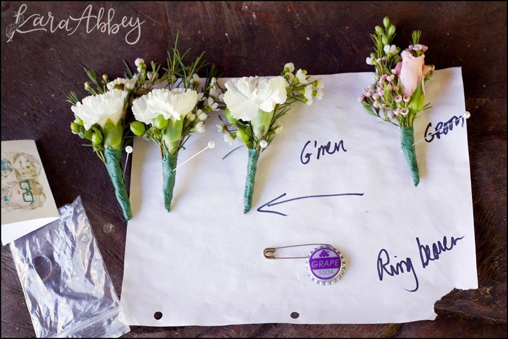 UP Themed Summer Wedding Photography The Hayloft Rockwood, PA boutonnieres Grape Pin