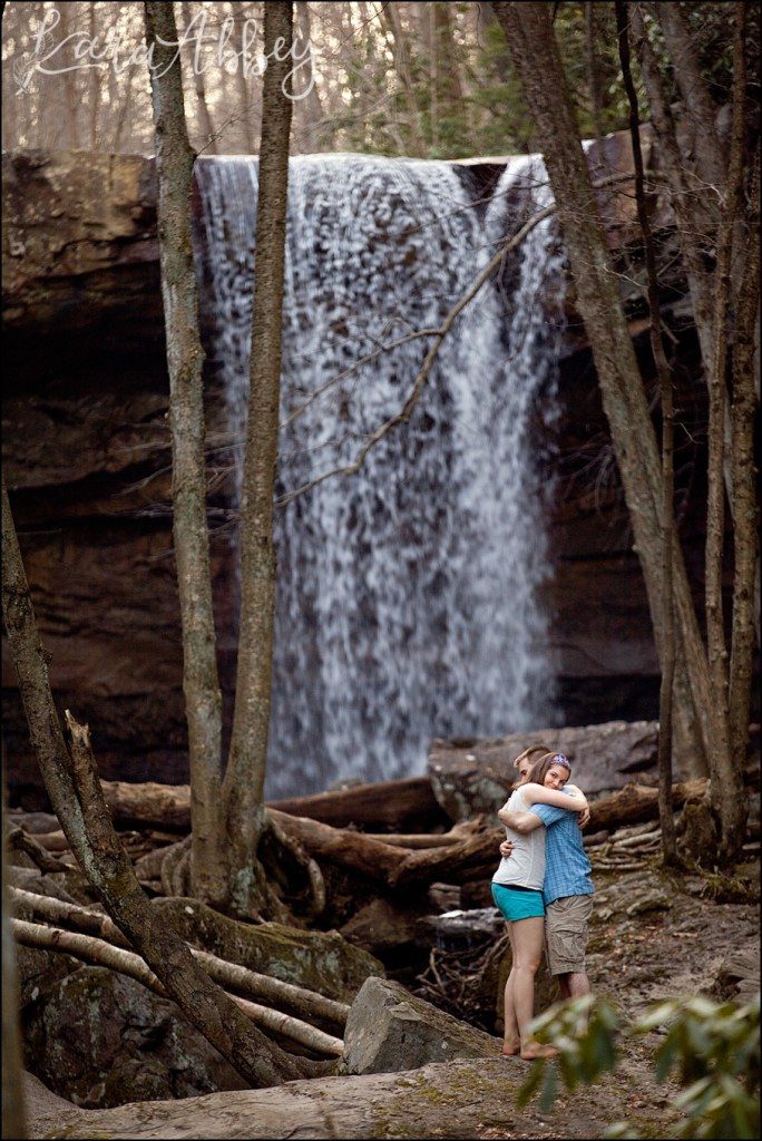 Ohiopyle, PA Cucumber Falls Happy Spring Engagement Photography