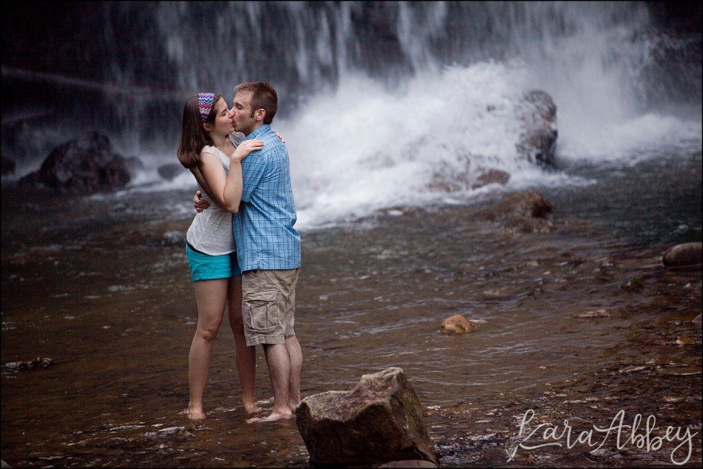 Ohiopyle, PA Cucumber Falls Happy Spring Engagement Photography