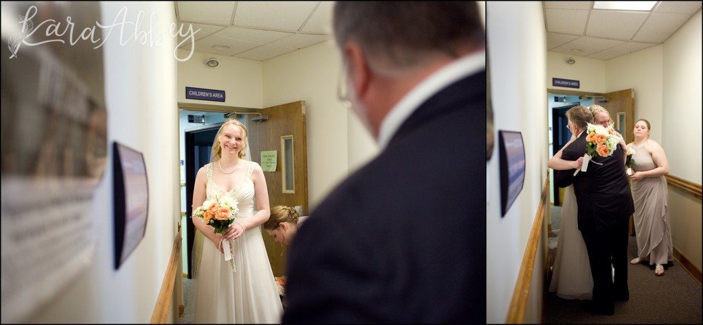 Summer Elegant Comfortable Wedding Bride First Look with Dad by Kara Abbey Photography in Irwin, PA