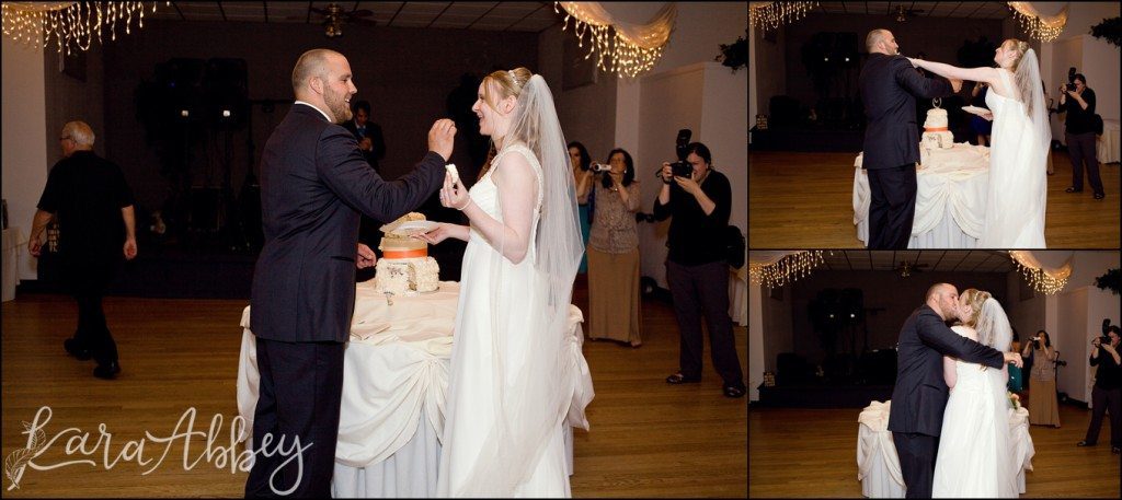 Summer Elegant Comfortable Wedding Cake Smash at the Crystal Ballroom in Herminie, PA by Kara Abbey Photography in Irwin, PA