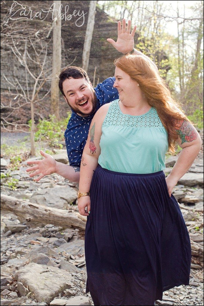 Spring Engagement Photography in Ithaca, NY Waterfall by Kara Abbey Photography