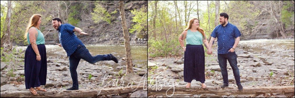 Spring Engagement Photography in Ithaca, NY Waterfall by Kara Abbey Photography