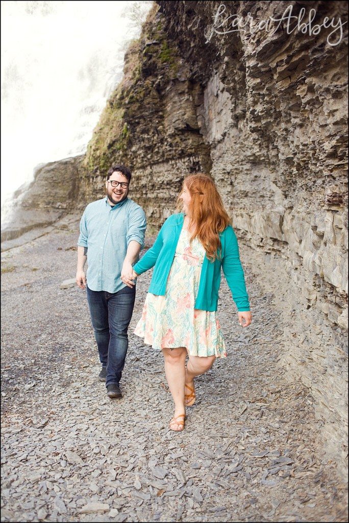 Spring Engagement Photography in Ithaca, NY Waterfall by Kara Abbey Photography