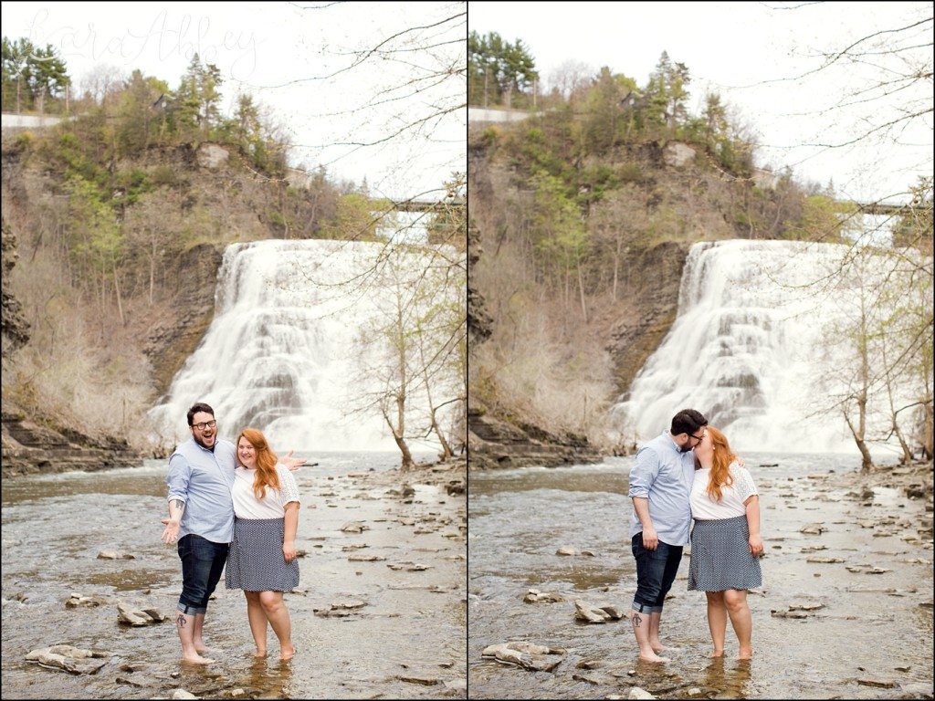 Spring Engagement Photography in Ithaca, NY Waterfall by Kara Abbey Photography