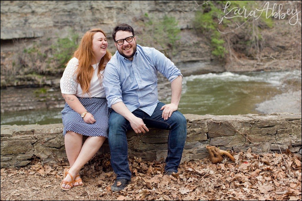 Spring Engagement Photography in Ithaca, NY Waterfall by Kara Abbey Photography