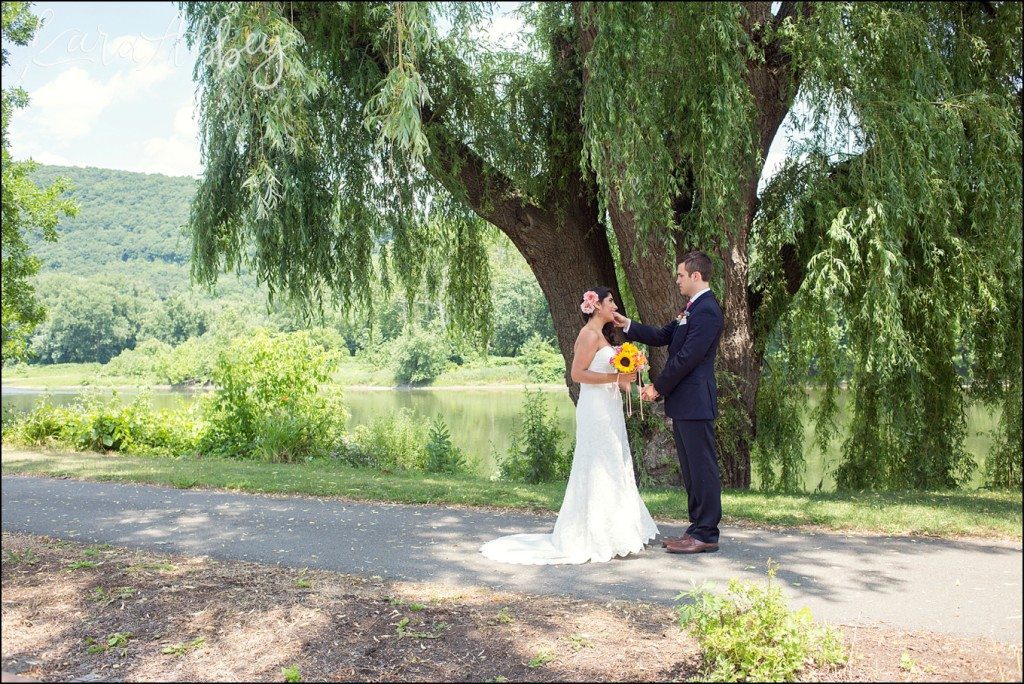 Rustic Chic Columbian Summer Wedding First Look along the Merrill Parkway in Towanda, PA by Kara Abbey Photography in Irwin, PA