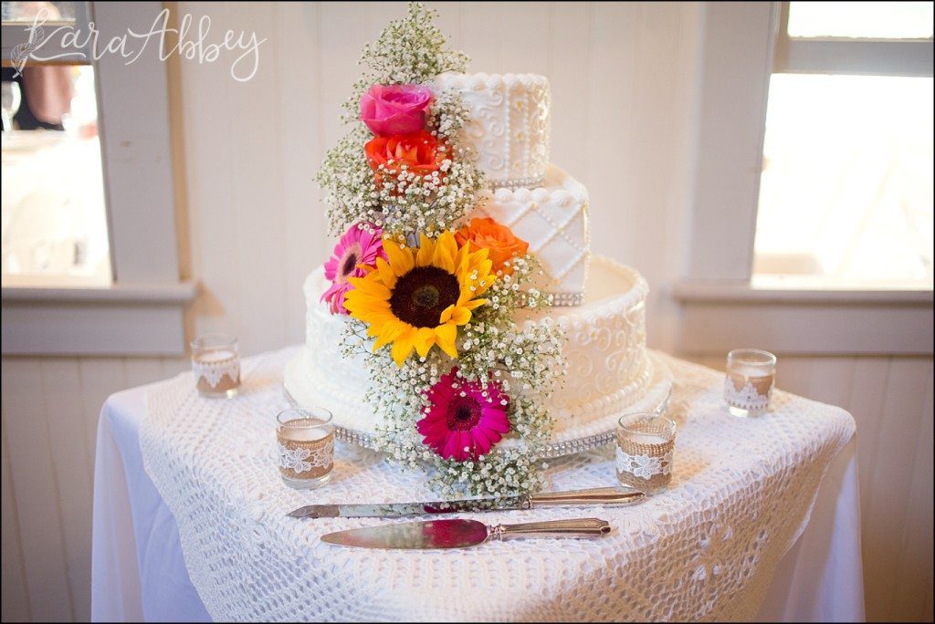Rustic Chic Columbian Summer Wedding Cake at the Shoresbrook Inn in Towanda, PA by Kara Abbey Photography in Irwin, PA