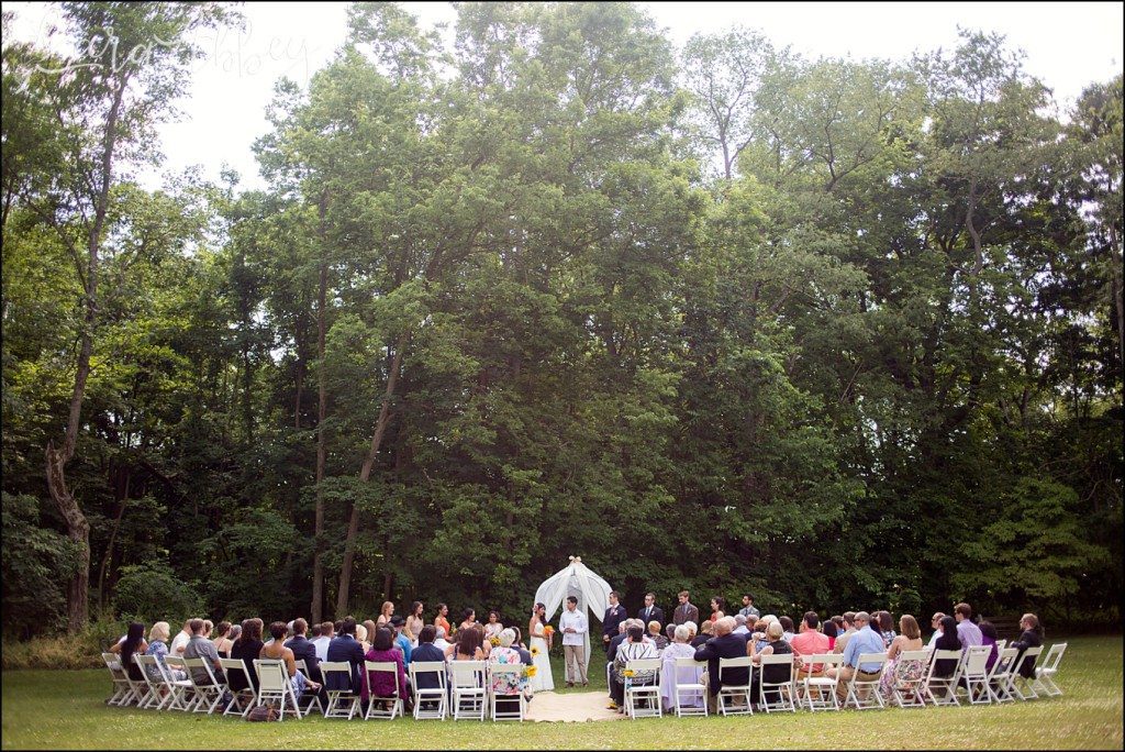 Rustic Eclectic Columbian Summer Wedding Ceremony at the Shoresbrook Inn in Towanda, PA by Kara Abbey Photography in Irwin, PA