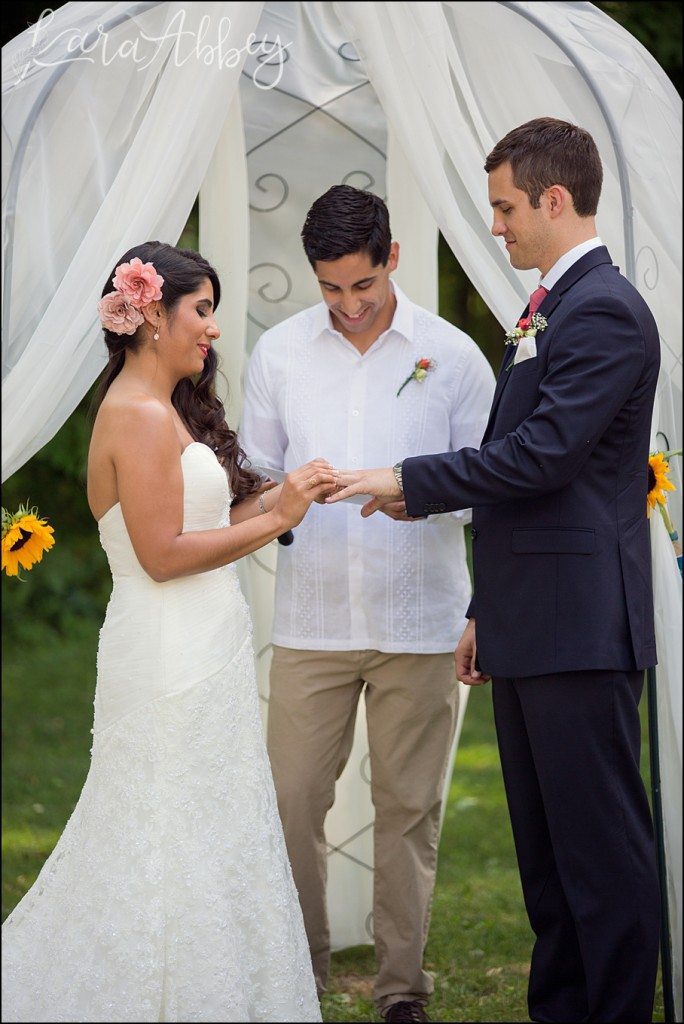Rustic Eclectic Columbian Summer Wedding Ceremony at the Shoresbrook Inn in Towanda, PA by Kara Abbey Photography in Irwin, PA