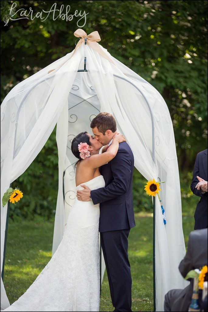 Rustic Eclectic Columbian Summer Wedding Ceremony at the Shoresbrook Inn in Towanda, PA by Kara Abbey Photography in Irwin, PA
