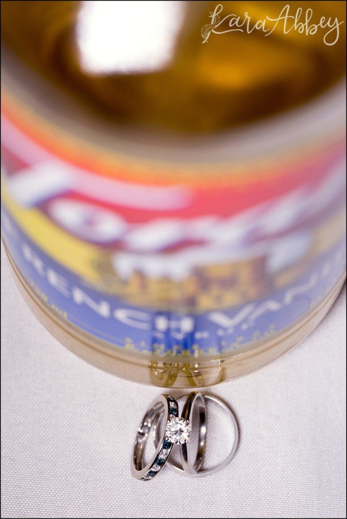 Mt. Pleasant, PA Summer Teal & Orange Fun Wedding by Kara Abbey Photography in Irwin, PA Coffee Syrup Ring Shot