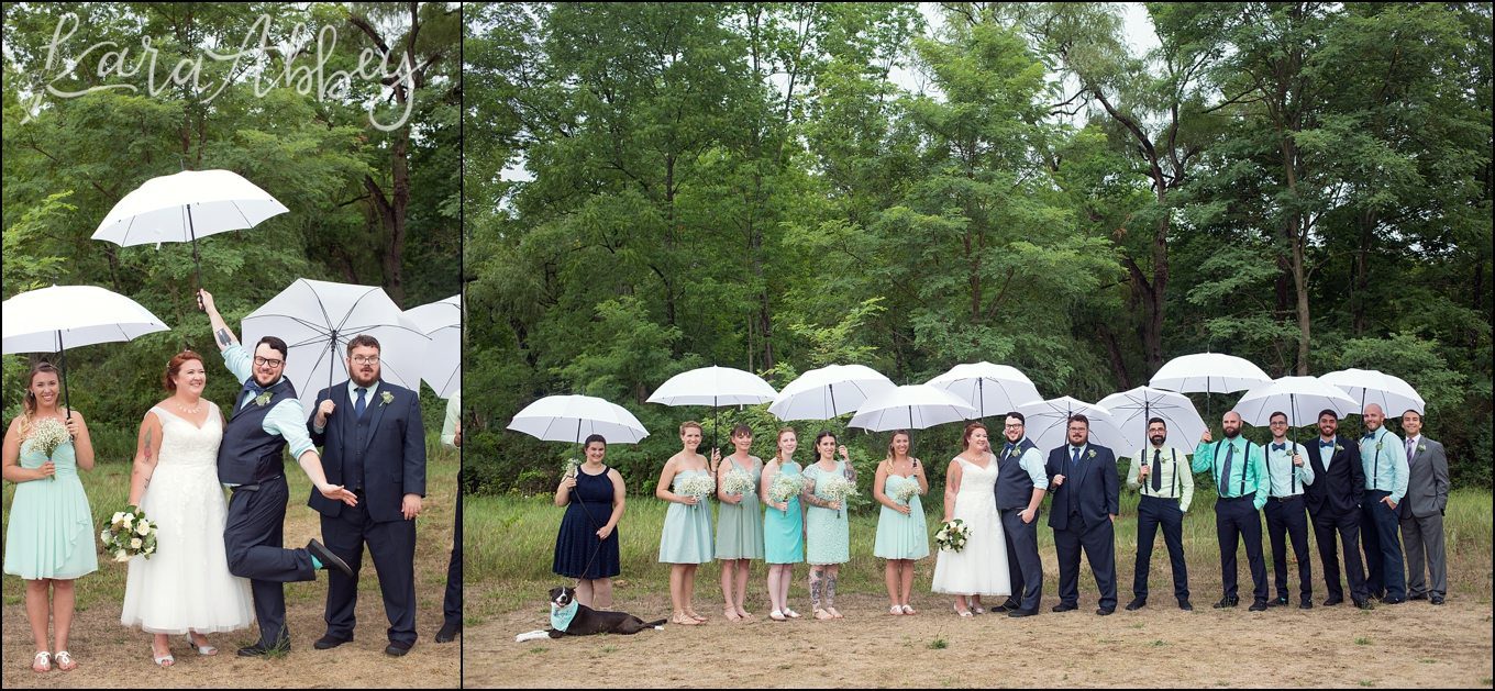 Rustic Pastel Rainy Summer Wedding First Look at Robert Treman State Park in Ithaca, NY by Kara Abbey Photography in Irwin, PA