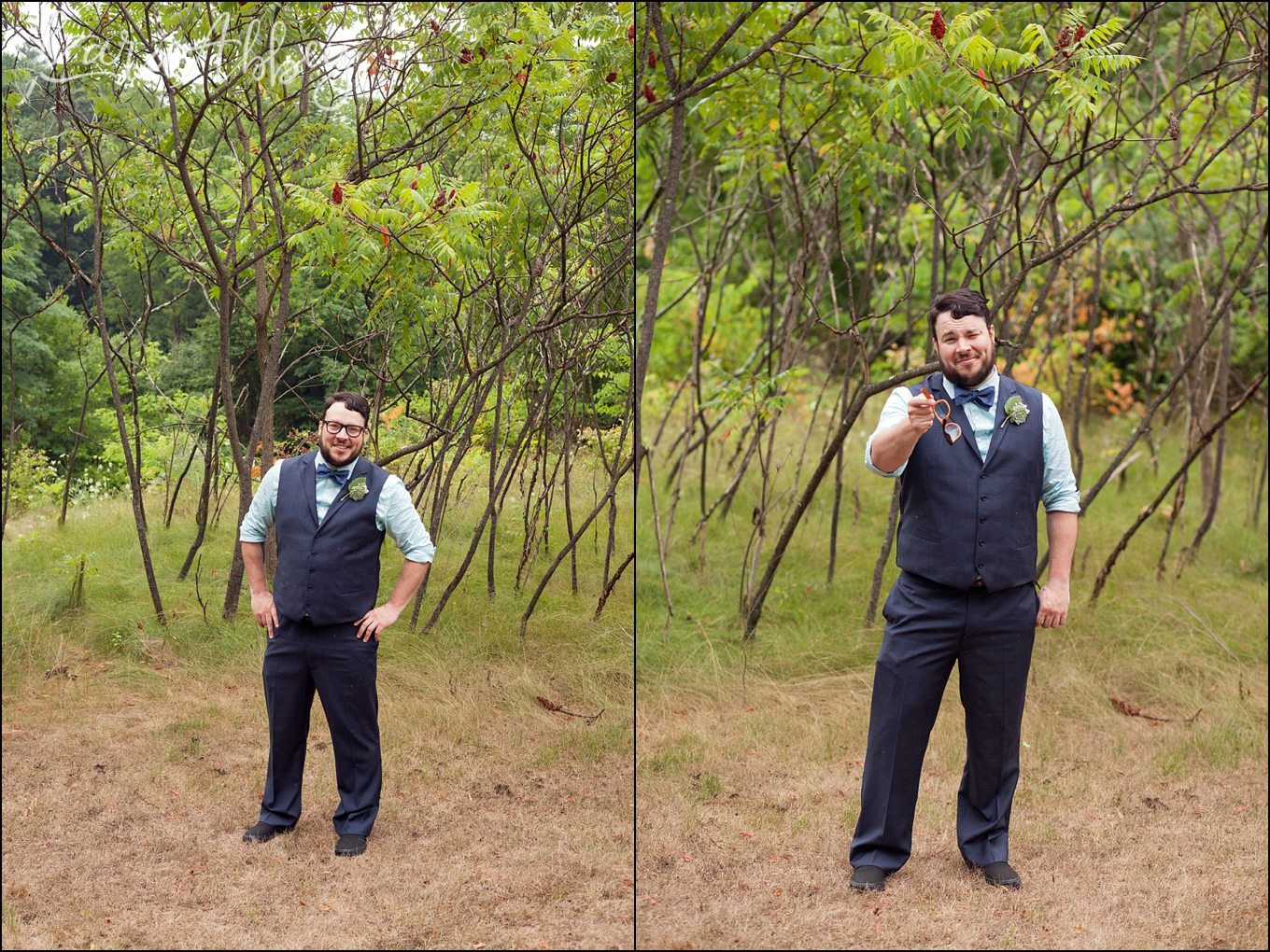 Rustic Pastel Rainy Summer Wedding Groom at Robert Treman State Park in Ithaca, NY by Kara Abbey Photography in Irwin, PA