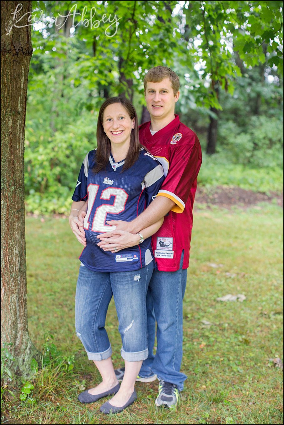 Football Backyard Themed Maternity Photos Vestal, NY by Kara Abbey Photography in Irwin, PA