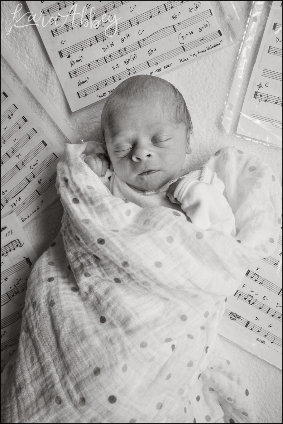Manor, PA Home Lifestyle Newborn Session with Sheet Music by Kara Abbey Photography in Irwin, PA