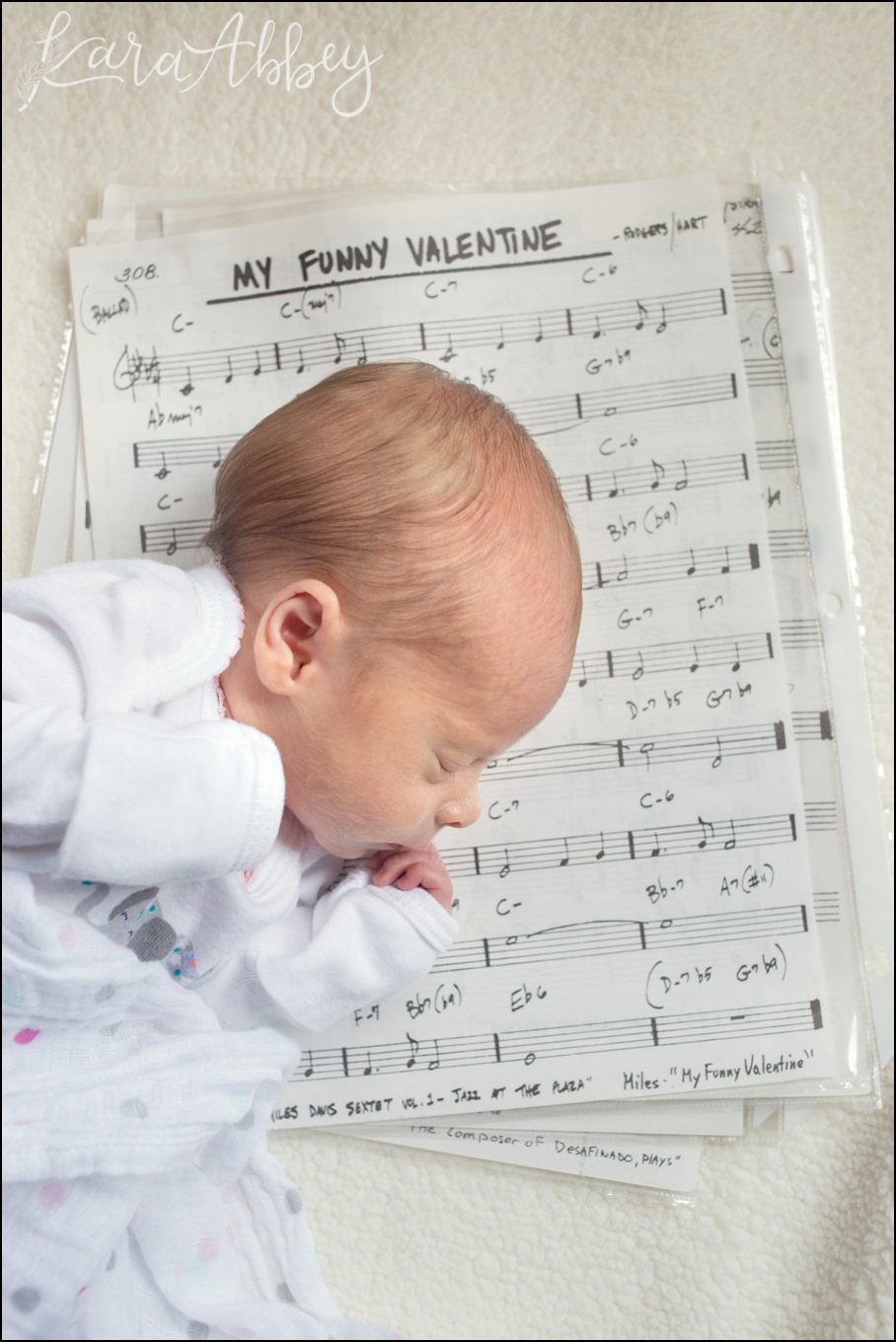 Manor, PA Home Lifestyle Newborn Session with Sheet Music by Kara Abbey Photography in Irwin, PA