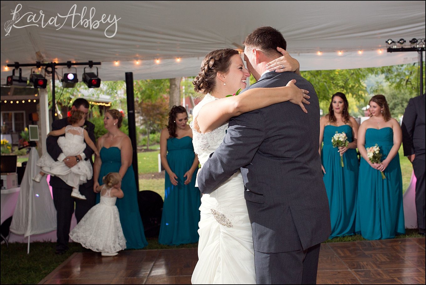 Summer Outdoor Grovedale Winery Wyalusing, PA Wedding Reception First Dance by Kara Abbey Photography in Irwin, PA