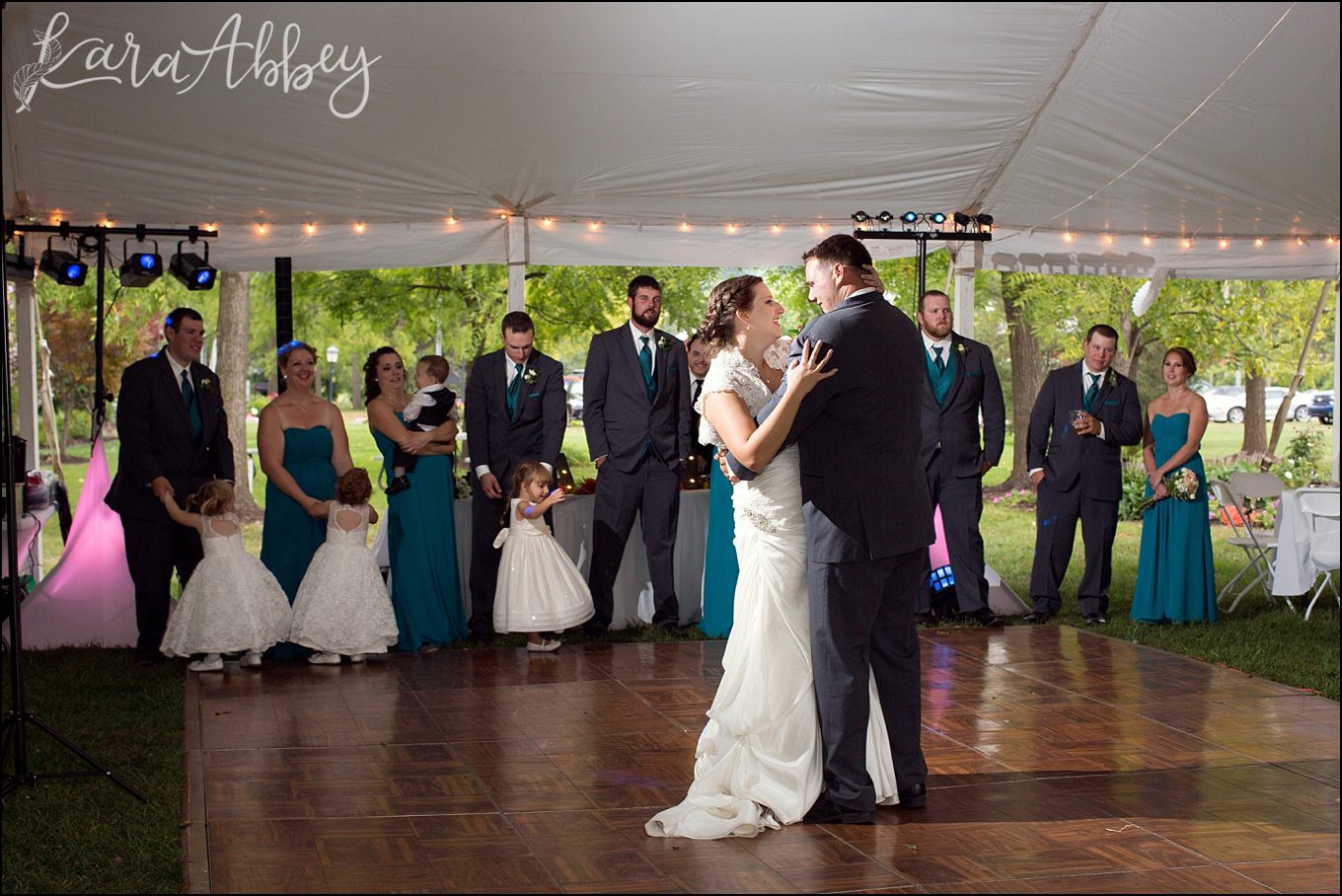 Summer Outdoor Grovedale Winery Wyalusing, PA Wedding Reception First Dance by Kara Abbey Photography in Irwin, PA