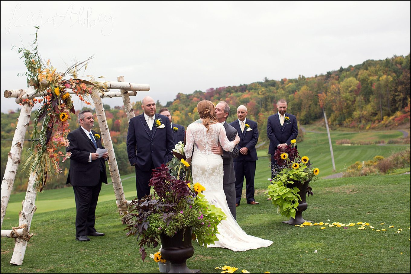 Pheasant Hills Country Club Owego, NY Fall Outdoor Wedding - Ceremony - by Kara Abbey Photography in Irwin, PA