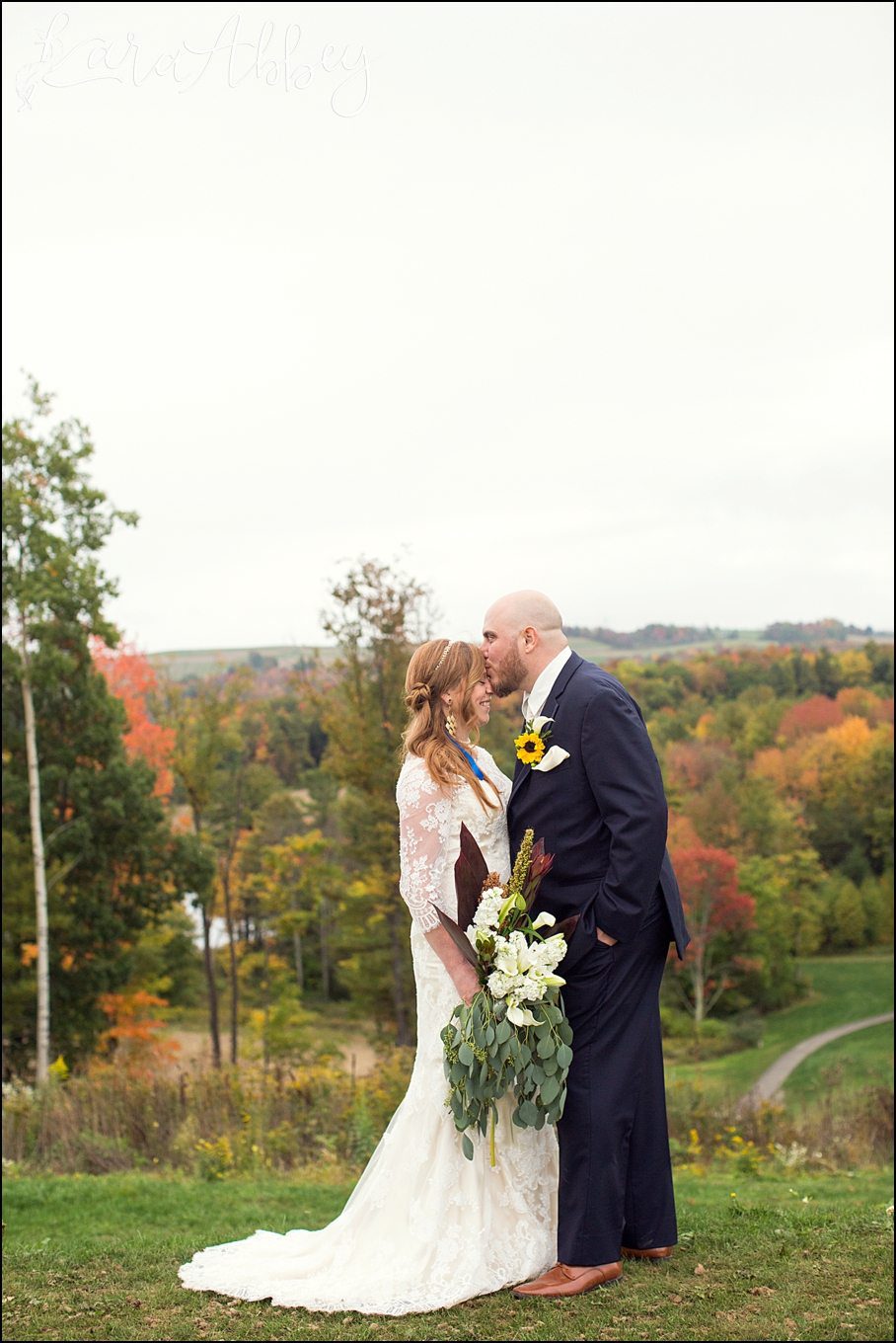 Pheasant Hills Country Club Owego, NY Fall Outdoor Wedding - Bride & Groom Portraits - by Kara Abbey Photography in Irwin, PA