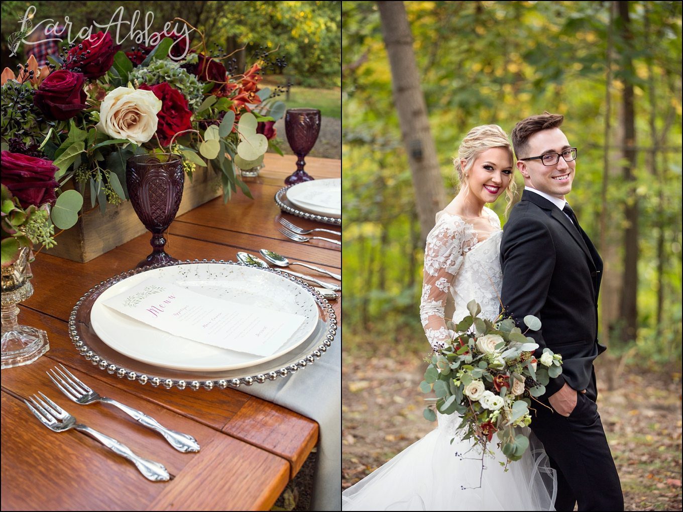 Burgundy & Fall Inspired Wedding Menu by Paper Hearts Invitations | by Kara Abbey Photography in Irwin, PA