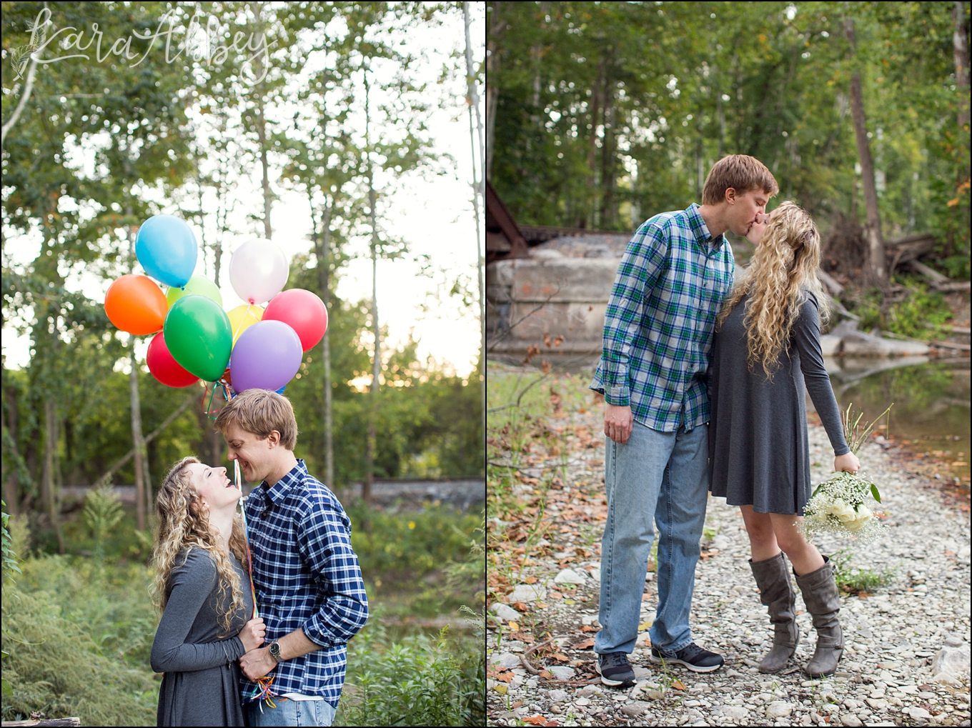 Sweedler Nature Preserve Summer Engagement Pictures with Colorful Balloons as Props by Kara Abbey Photography in Irwin, PA