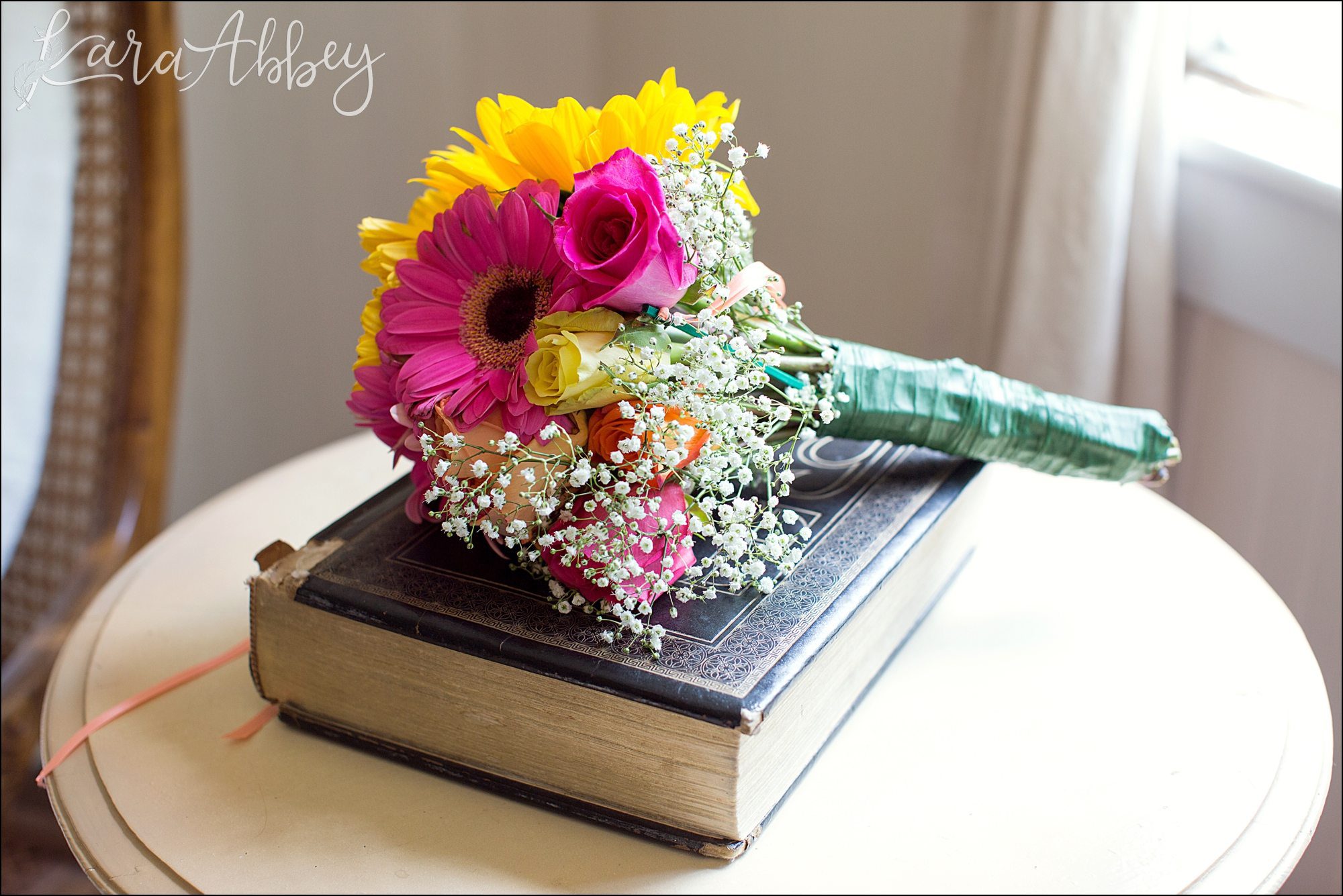 Bright Gerber Daisy Bridal Bouquet by Irwin, PA Wedding Photographer