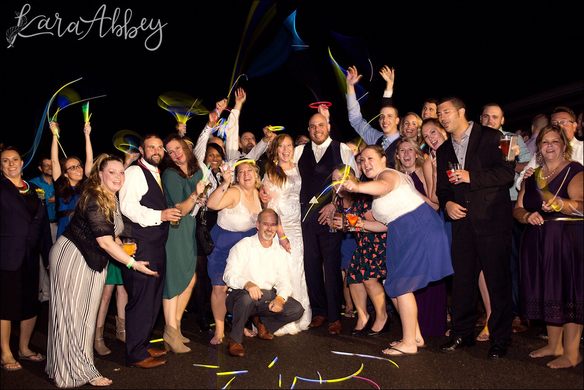 Night Glow Stick Portrait by Irwin, PA Wedding Photographer