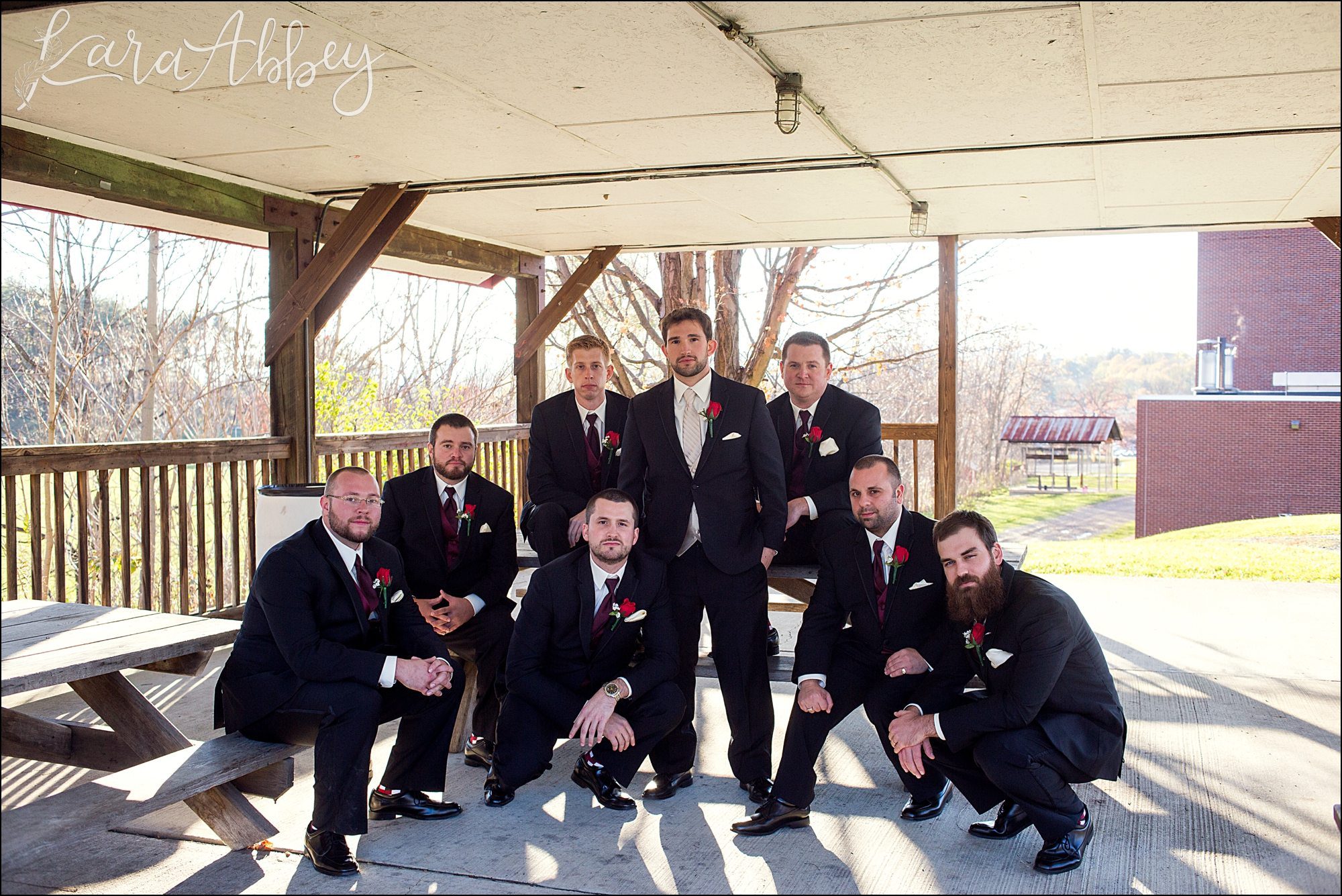 Groom and Groomsmen Portrait by Altoona, PA Wedding Photographer