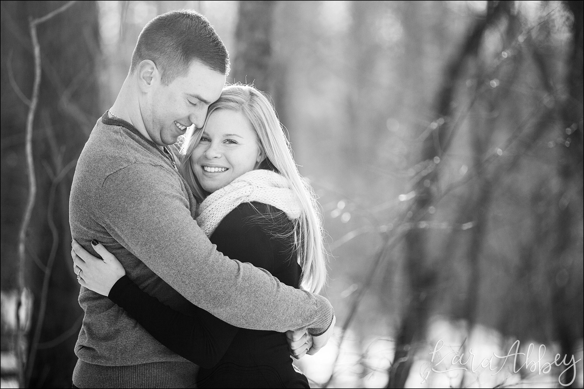 Snowy Winter Engagement Photos at Golden Hour