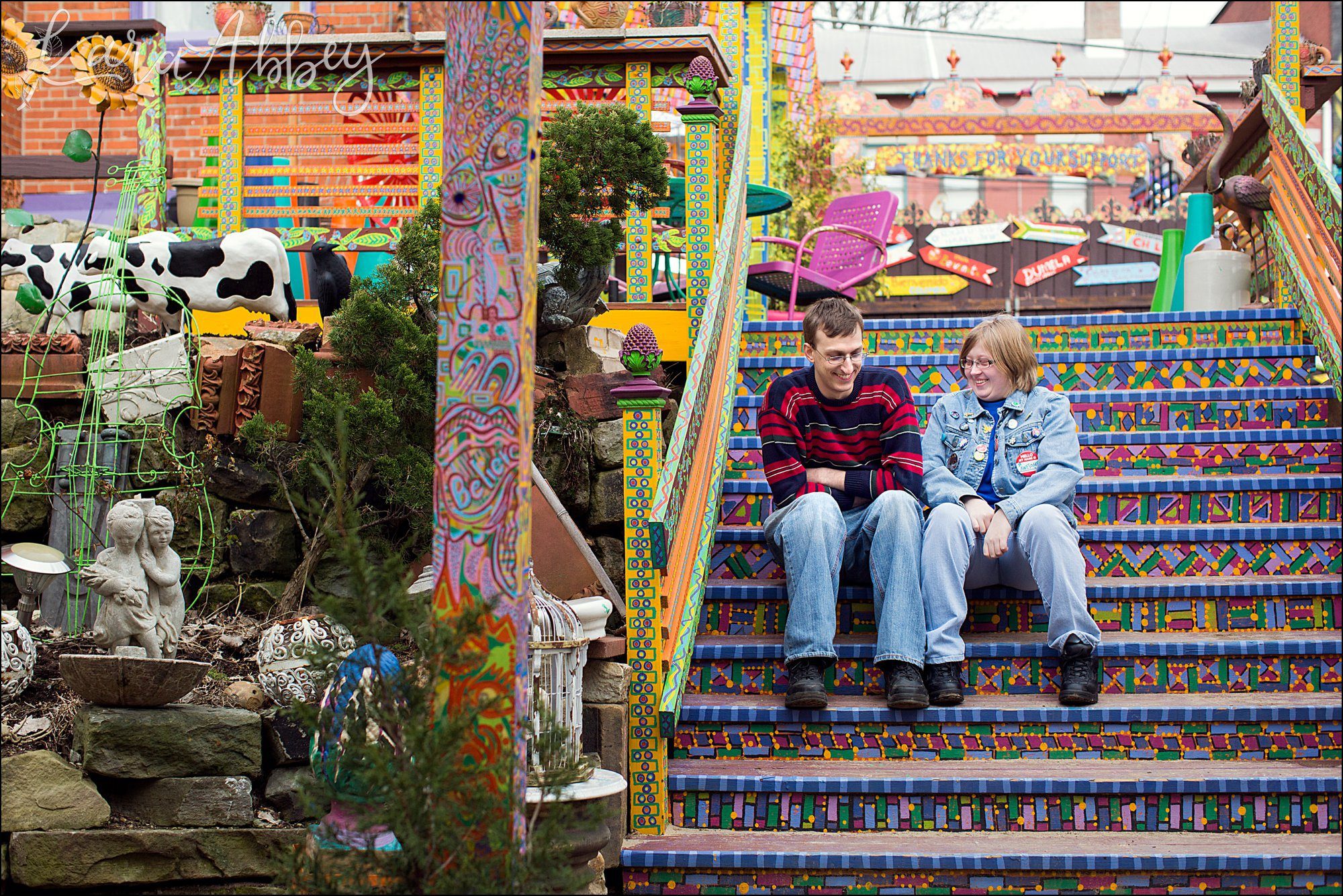 Bright Cheerful Engagement Photo Inspiration at Randyland in Pittsburgh, PA