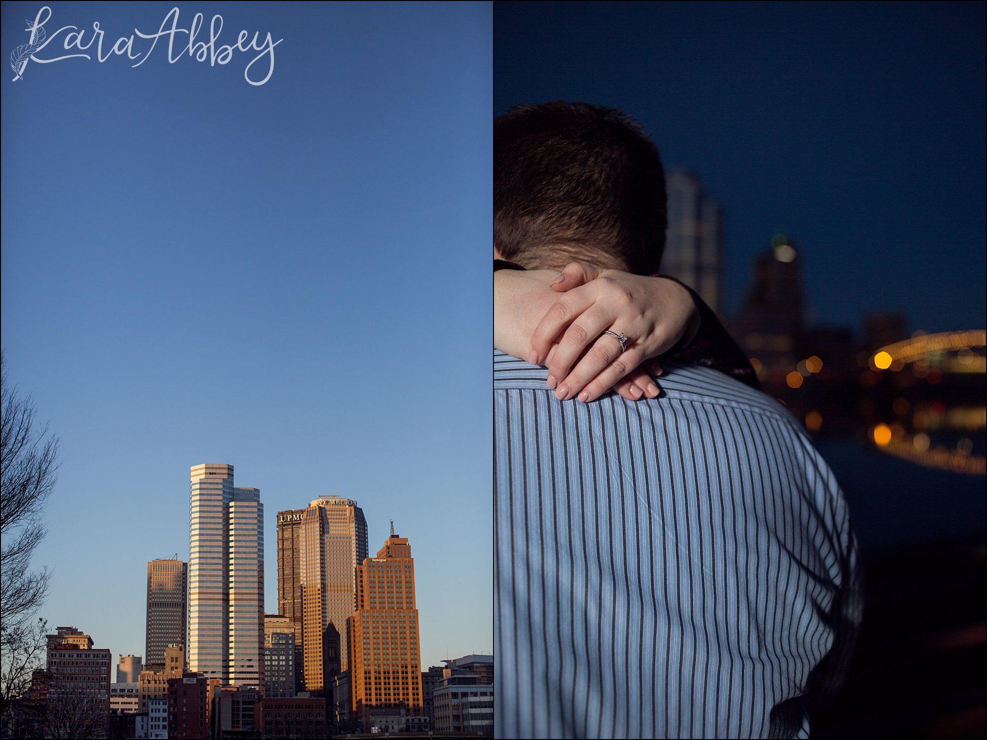 City Lights South Side Engagement Photos at Night by Pittsburgh, PA Wedding Photographer