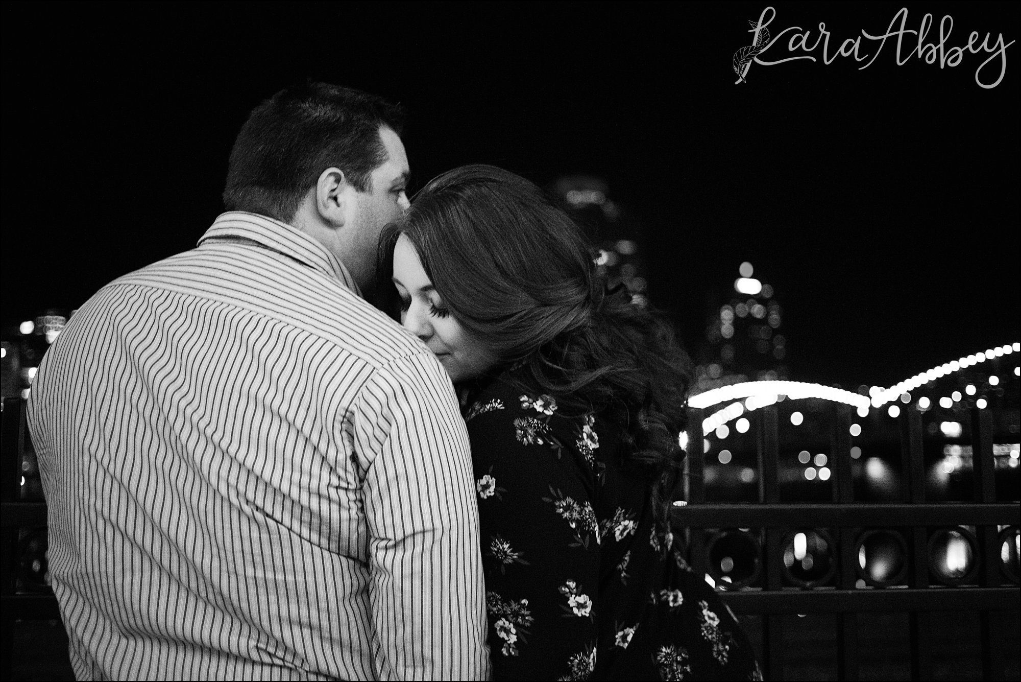 City Lights South Side Engagement Photos at Night by Pittsburgh, PA Wedding Photographer
