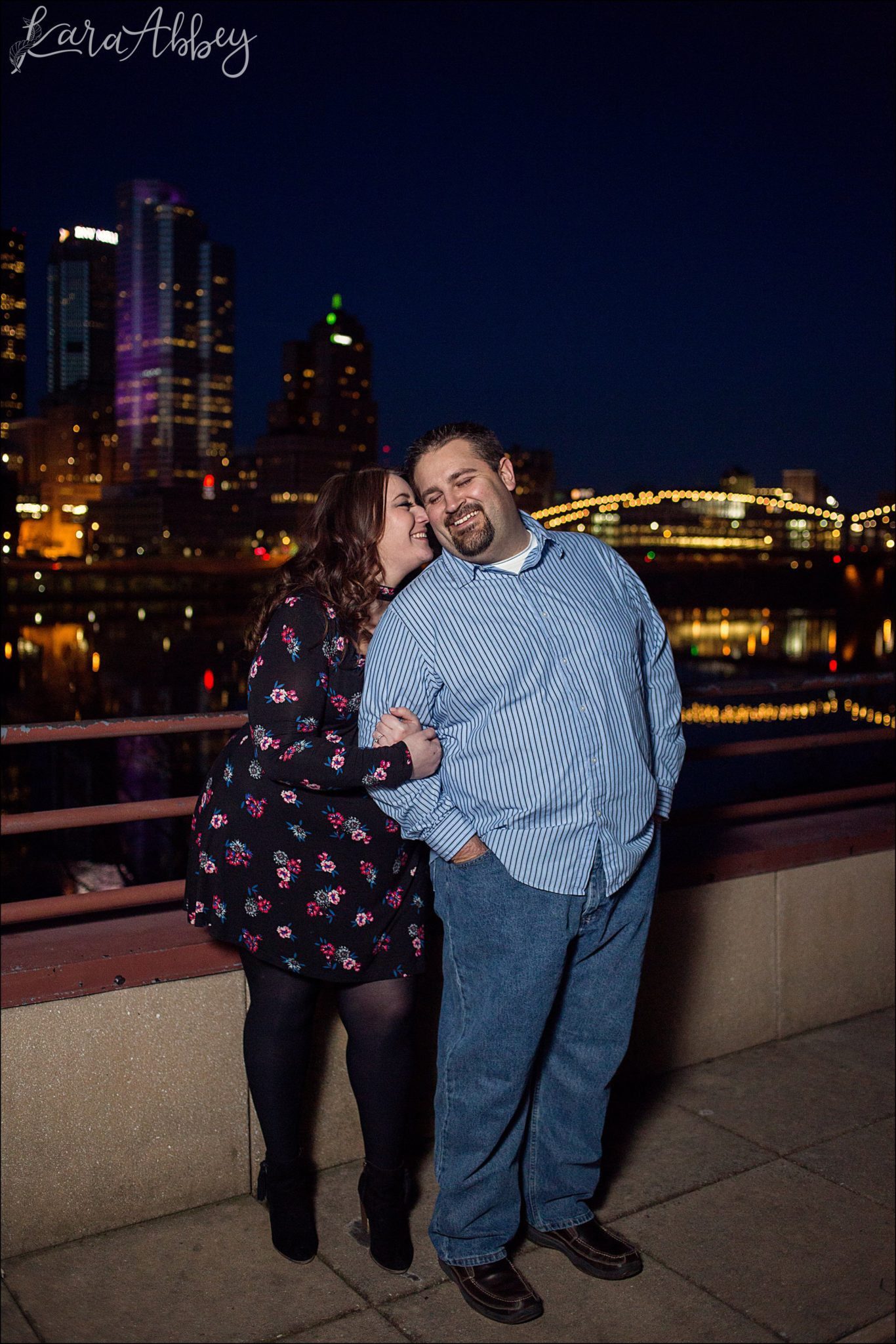 City Lights South Side Engagement Photos at Night by Pittsburgh, PA Wedding Photographer