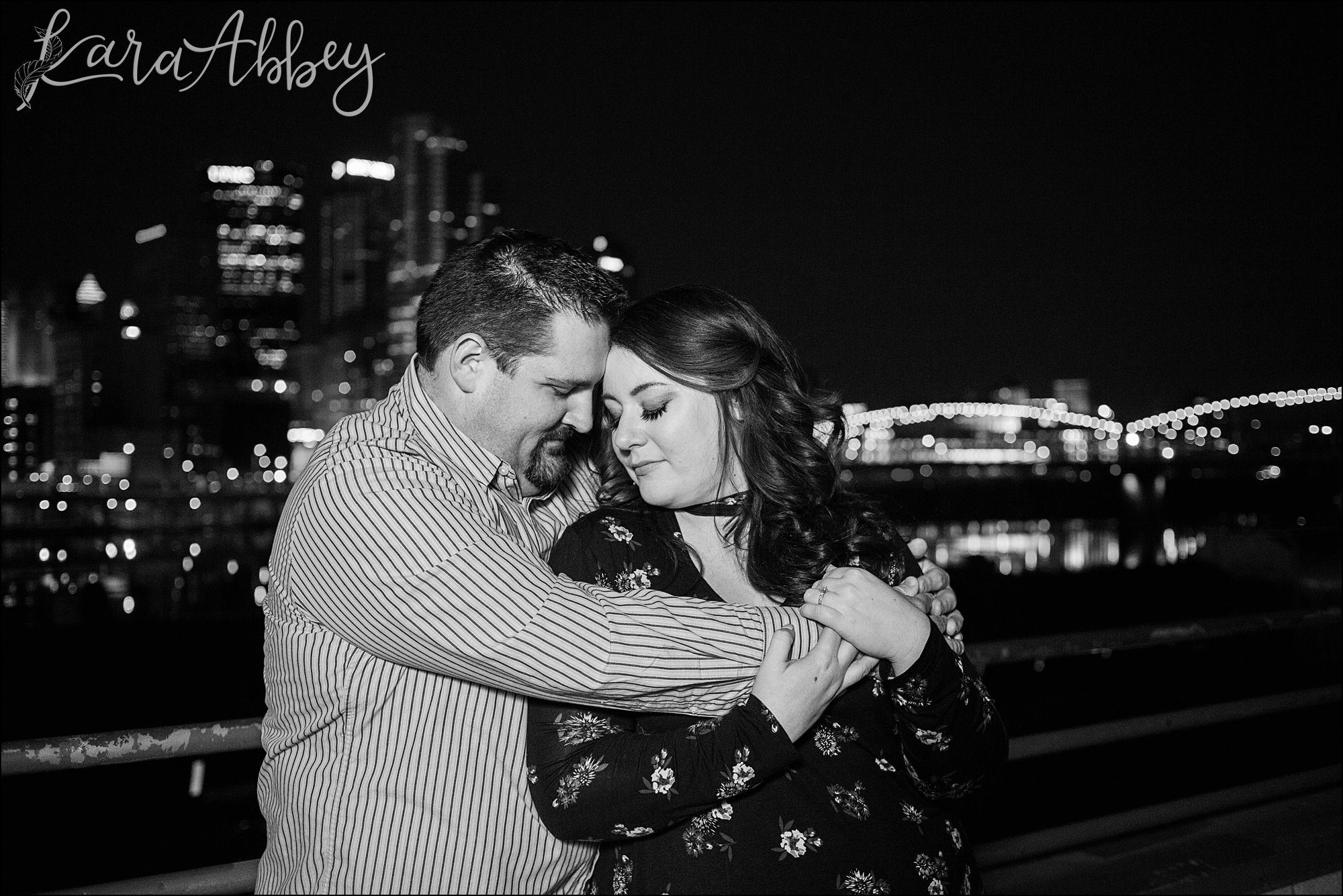 City Lights South Side Engagement Photos at Night by Pittsburgh, PA Wedding Photographer