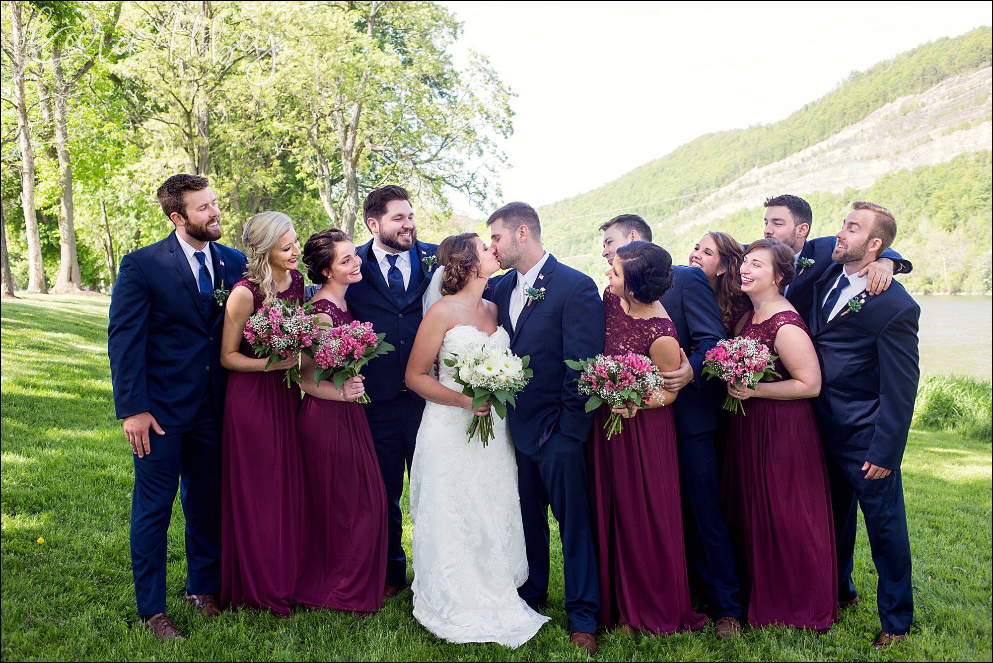 Burgundy & Navy Spring Wedding Inspiration - Bridal Party Portraits