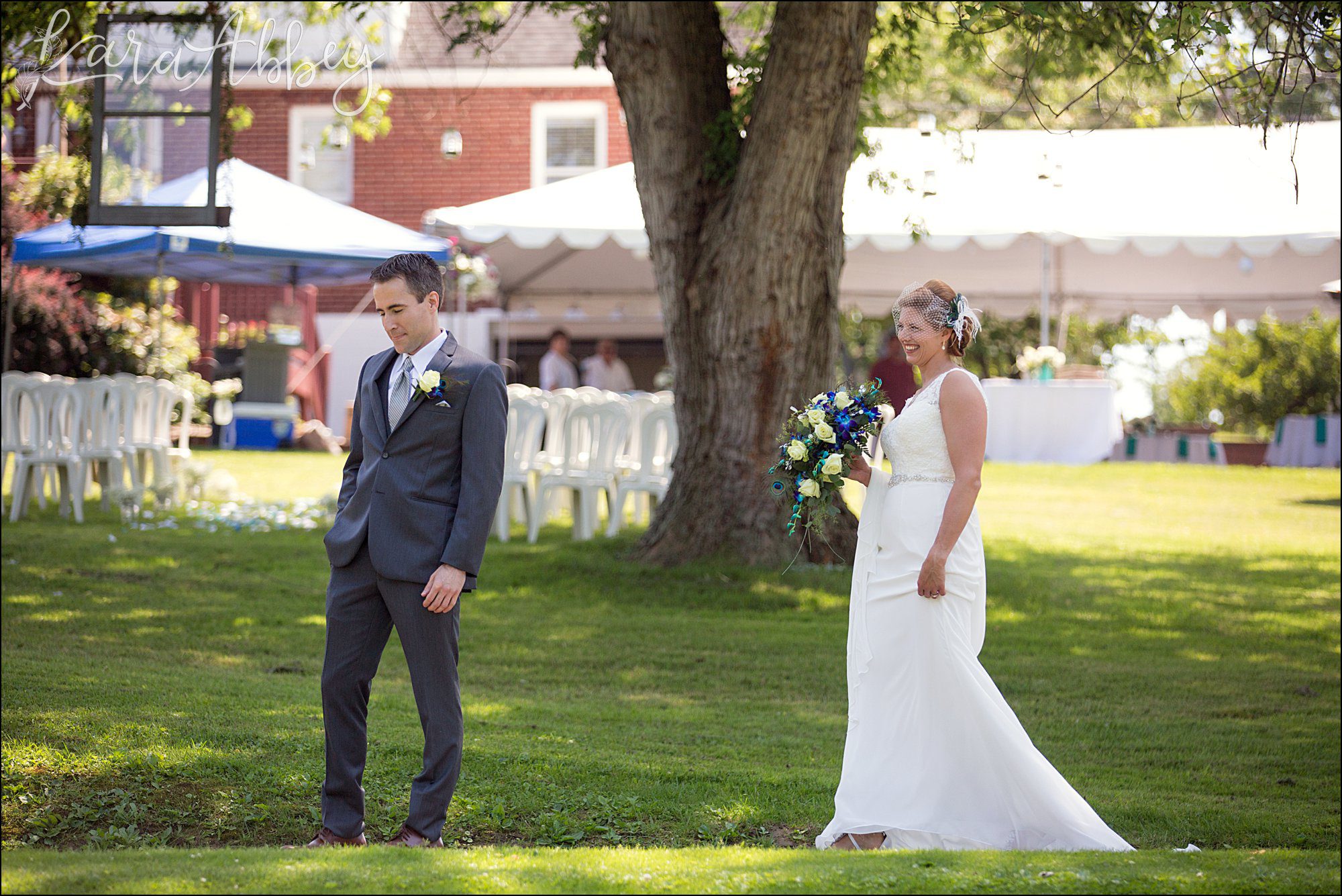 Summer Backyard Intimate Wedding - First Look - in Irwin, PA