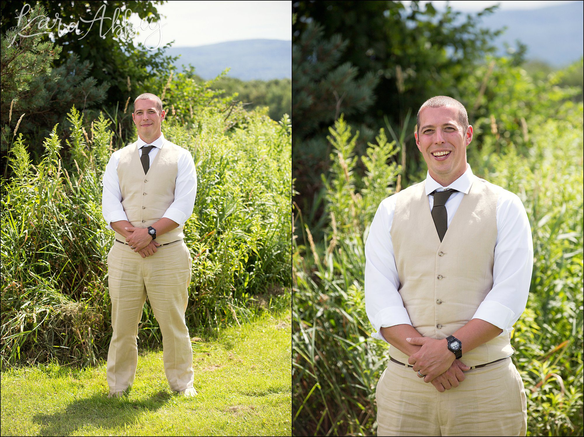 Mountaintop Summer Backyard Wedding Groom Portrait