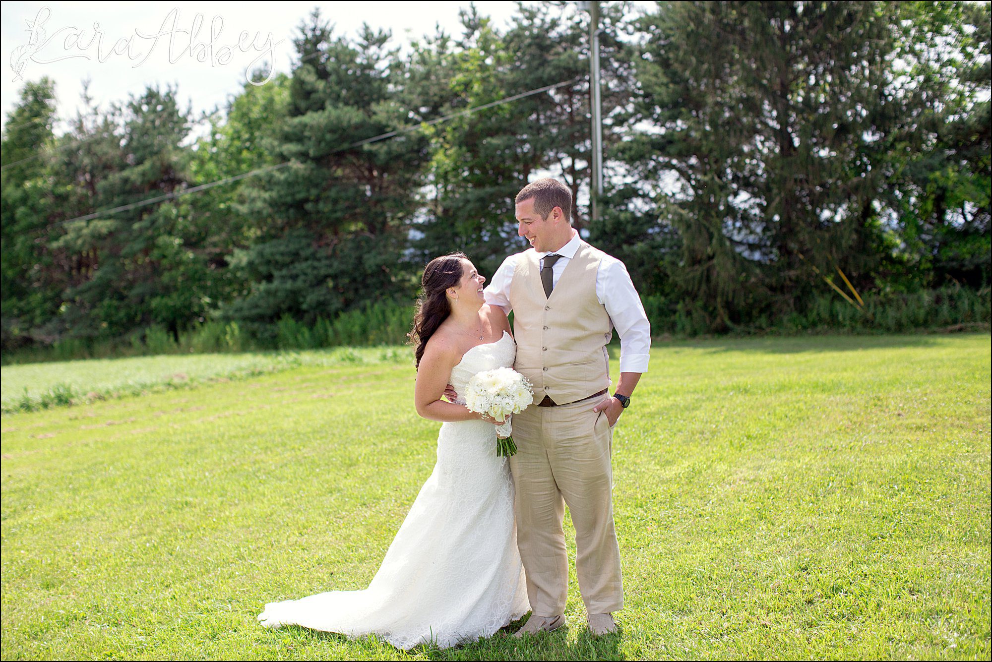 Mountaintop Summer Backyard Wedding - Bride & Groom Portrait