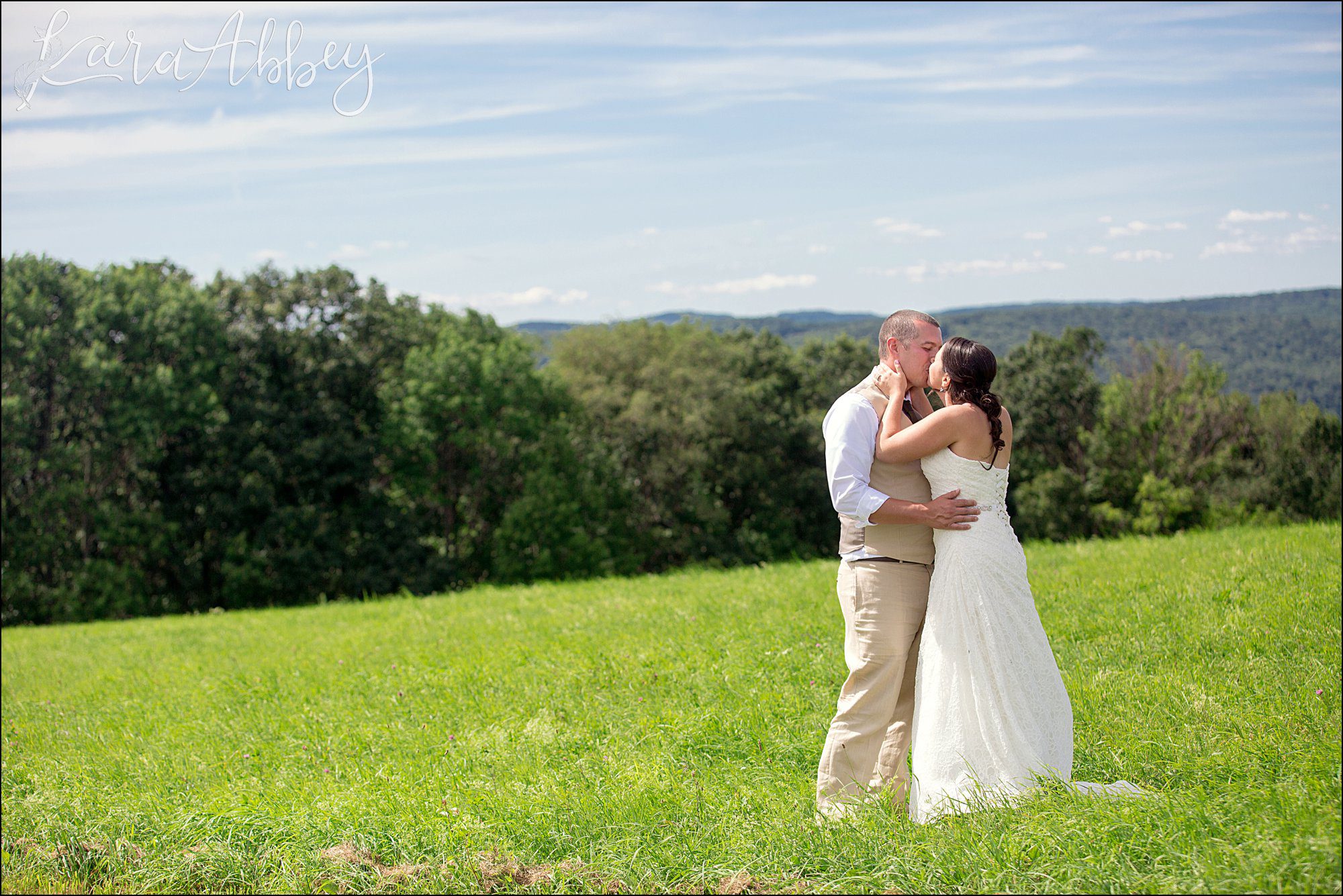 Mountaintop Summer Backyard Wedding - Bride & Groom Portrait