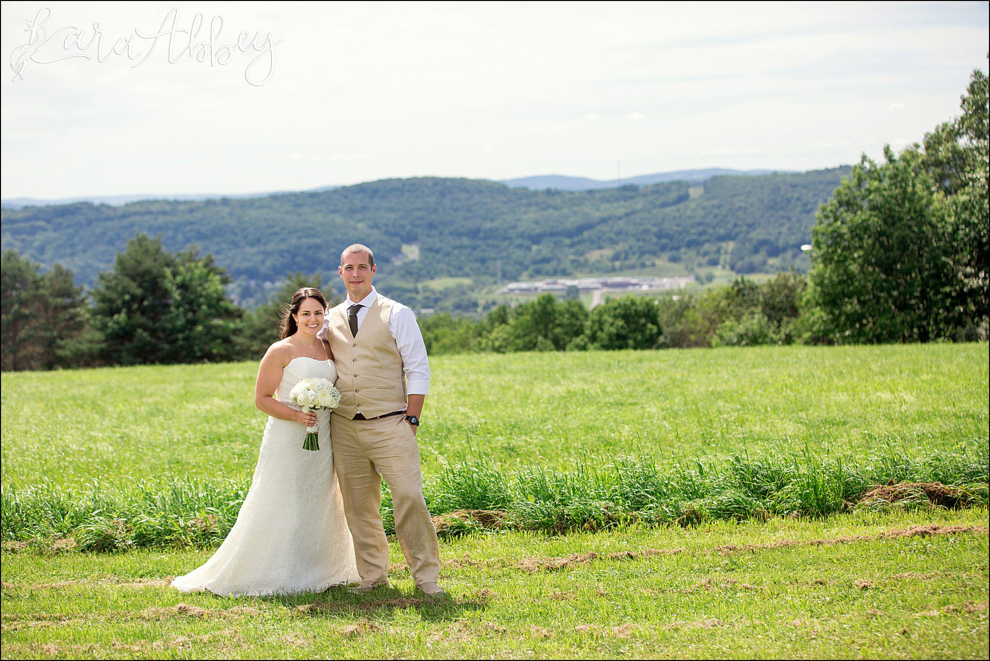 Mountaintop Summer Backyard Wedding - Bride & Groom Portrait