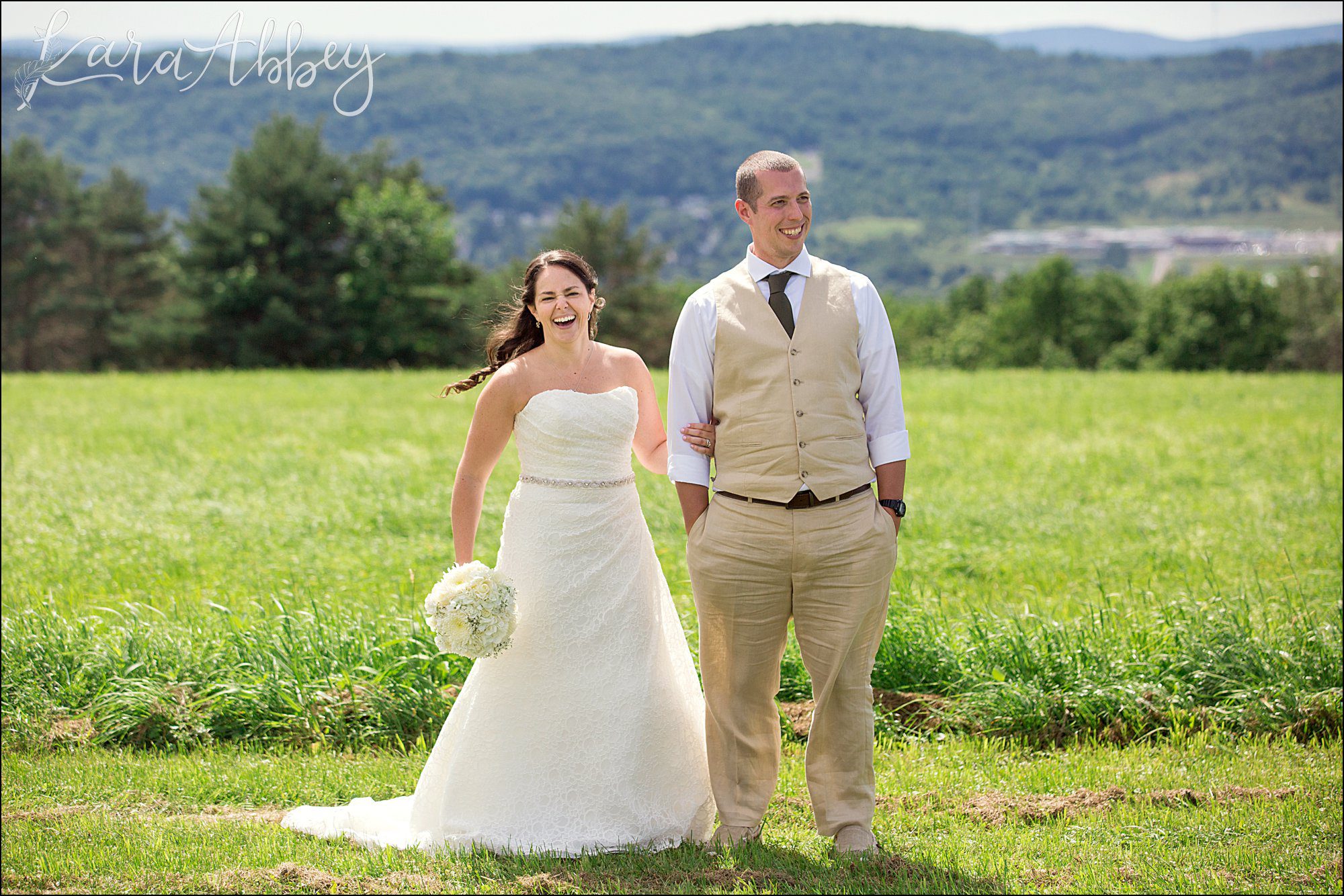 Mountaintop Summer Backyard Wedding - Bride & Groom Portrait