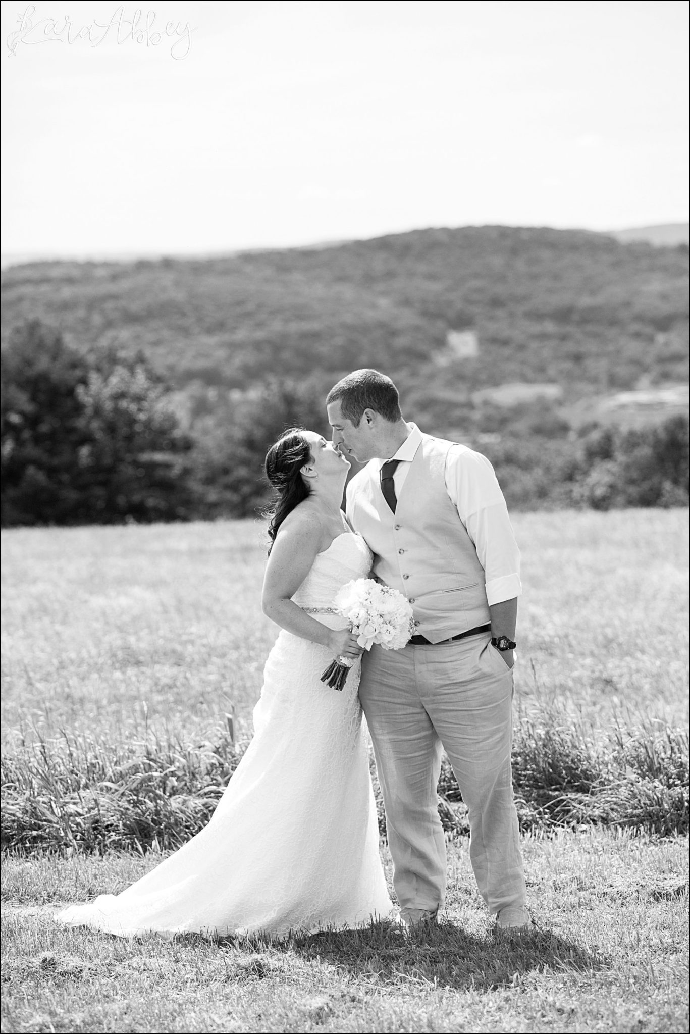 Mountaintop Summer Backyard Wedding - Bride & Groom Portrait